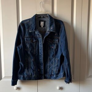 LC Lauren Conrad Blue Denim Jacket with Rose Accents Size XL